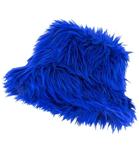 E-Carnavalskleding.nl Bucket hat pluche koningsblauw Mats