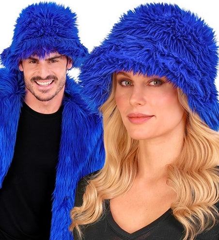 E-Carnavalskleding.nl Bucket hat pluche koningsblauw Mats