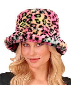 E-Carnavalskleding.nl Bucket hat pluche luipaard multi Sanne