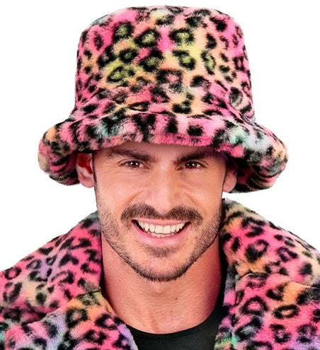 E-Carnavalskleding.nl Bucket hat pluche luipaard multi Sanne