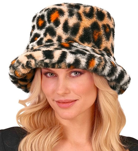 E-Carnavalskleding.nl Bucket hat pluche luipaard Thijs