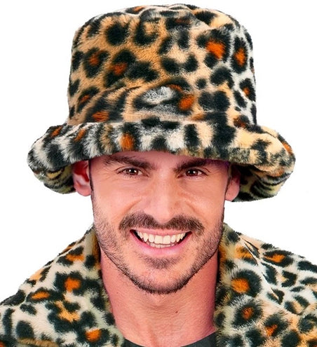 E-Carnavalskleding.nl Bucket hat pluche luipaard Thijs