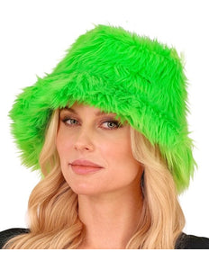 E-Carnavalskleding.nl Bucket hat pluche neon groen Stijn