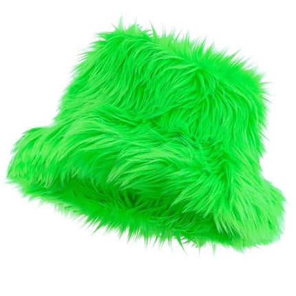 E-Carnavalskleding.nl Bucket hat pluche neon groen Stijn