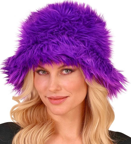 E-Carnavalskleding.nl Bucket hat pluche paars Lars