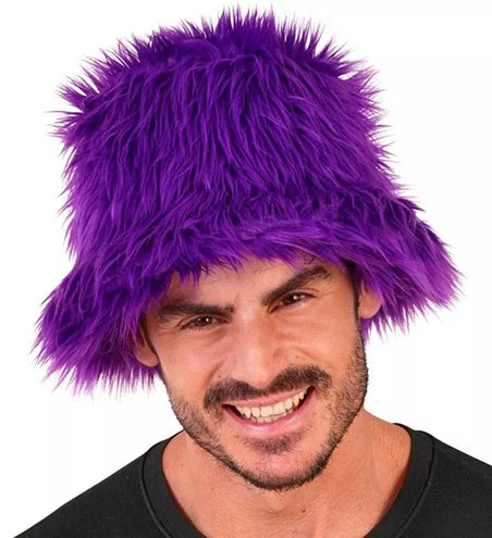 E-Carnavalskleding.nl Bucket hat pluche paars Lars
