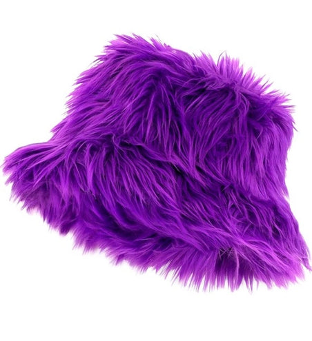 E-Carnavalskleding.nl Bucket hat pluche paars Lars