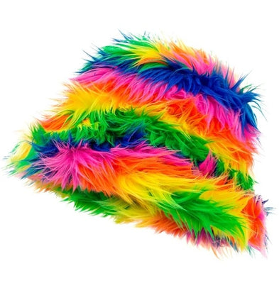 E-Carnavalskleding.nl Bucket hat pluche regenboog Julia
