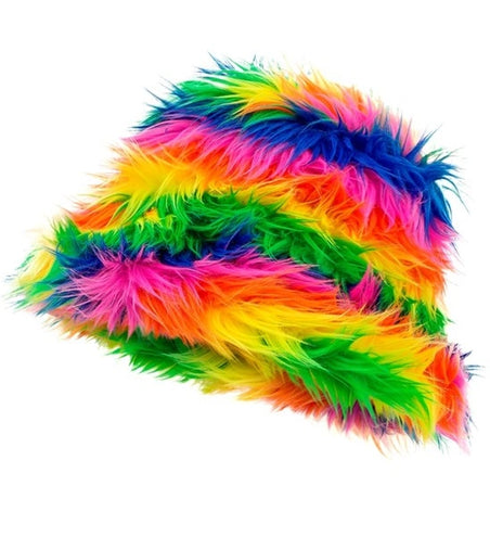 E-Carnavalskleding.nl Bucket hat pluche regenboog Julia