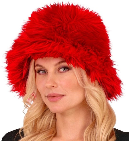 E-Carnavalskleding.nl Bucket hat pluche rood Mats