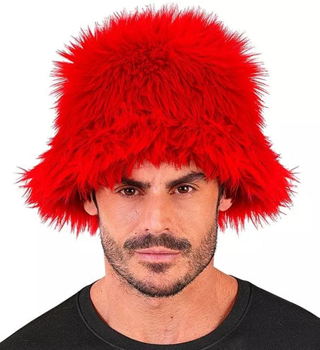 E-Carnavalskleding.nl Bucket hat pluche rood Mats
