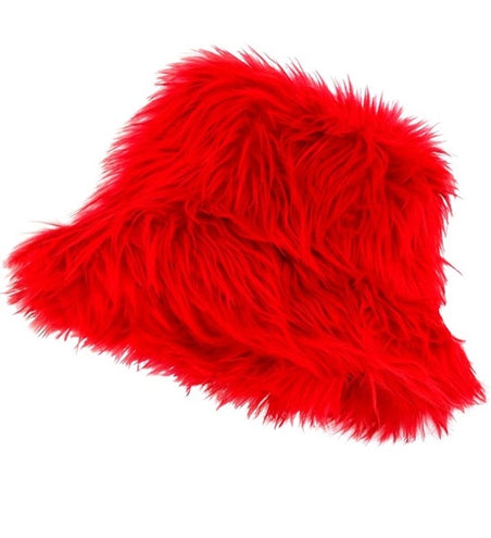 E-Carnavalskleding.nl Bucket hat pluche rood Mats