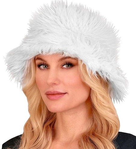 E-Carnavalskleding.nl Bucket hat pluche wit Sem