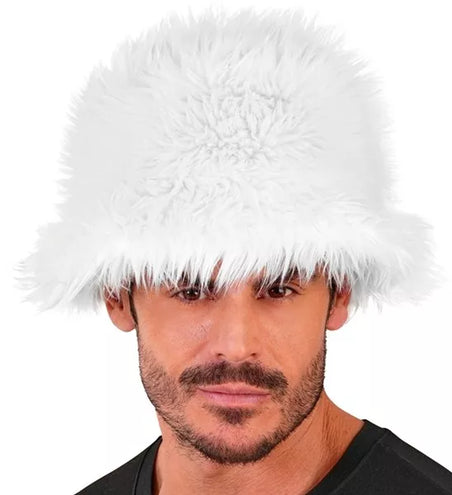E-Carnavalskleding.nl Bucket hat pluche wit Sem