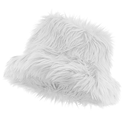 E-Carnavalskleding.nl Bucket hat pluche wit Sem