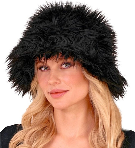 E-Carnavalskleding.nl Bucket hat pluche zwart Finn