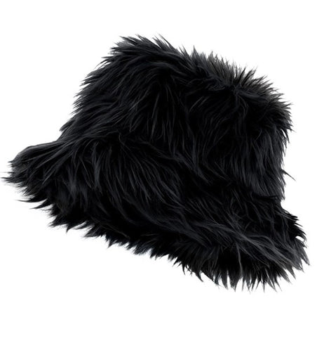 E-Carnavalskleding.nl Bucket hat pluche zwart Finn