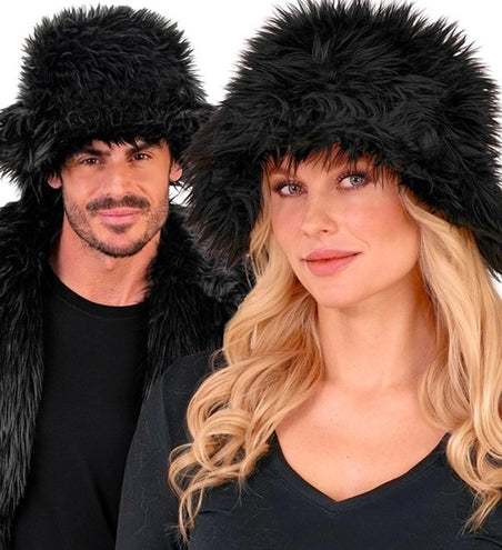 E-Carnavalskleding.nl Bucket hat pluche zwart Finn