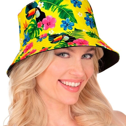 E-Carnavalskleding.nl Bucket hat zomer party geel kostuum Thijs