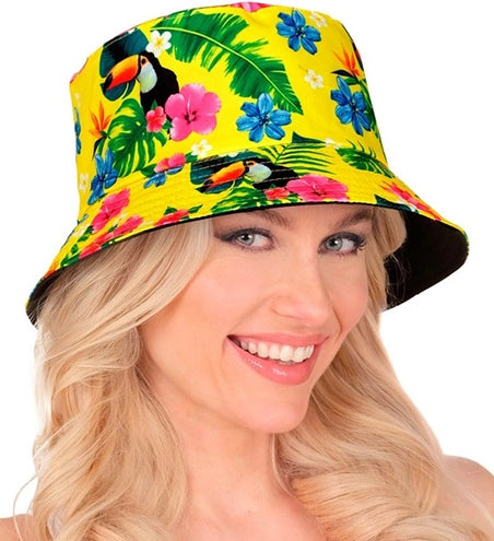 E-Carnavalskleding.nl Bucket hat zomer party geel kostuum Thijs