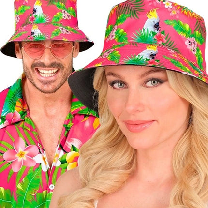 E-Carnavalskleding.nl Bucket hat zomer party roze kostuum Anouk