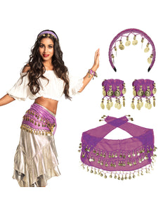 E-Carnavalskleding.nl Buikdanseres verkleed set Belly dance paars