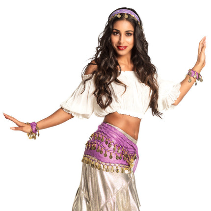 E-Carnavalskleding.nl Buikdanseres verkleed set Belly dance paars