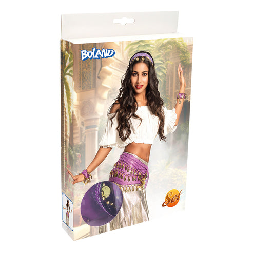 E-Carnavalskleding.nl Buikdanseres verkleed set Belly dance paars