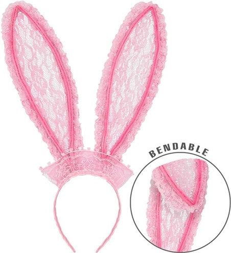 E-Carnavalskleding.nl Bunny oren kant roze