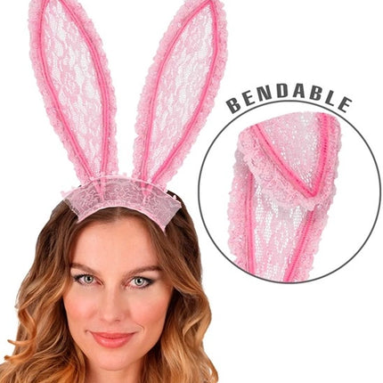 E-Carnavalskleding.nl Bunny oren kant roze