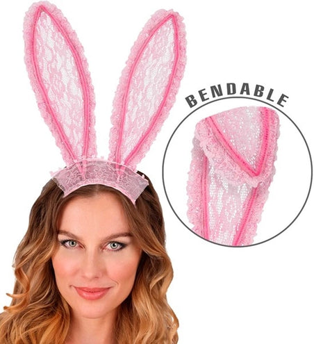 E-Carnavalskleding.nl Bunny oren kant roze