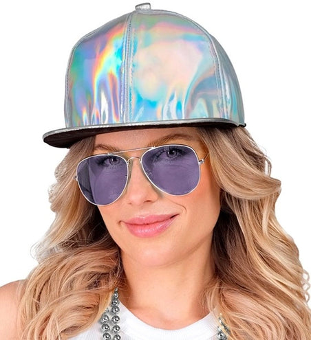 E-Carnavalskleding.nl Cap zilver holografisch hoed Sanne