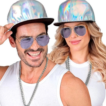 E-Carnavalskleding.nl Cap zilver holografisch hoed Sanne