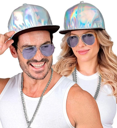 E-Carnavalskleding.nl Cap zilver holografisch hoed Sanne