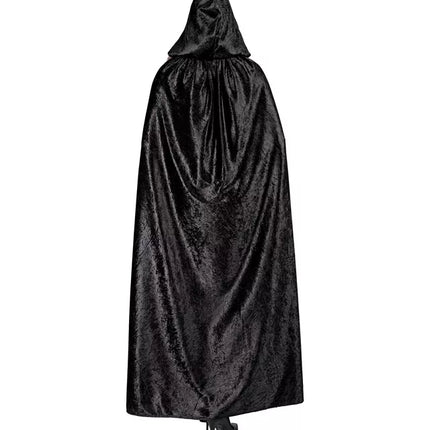 E-Carnavalskleding.nl Cape met kap zwart fluweel met rode binnenvoering 140cm Maud
