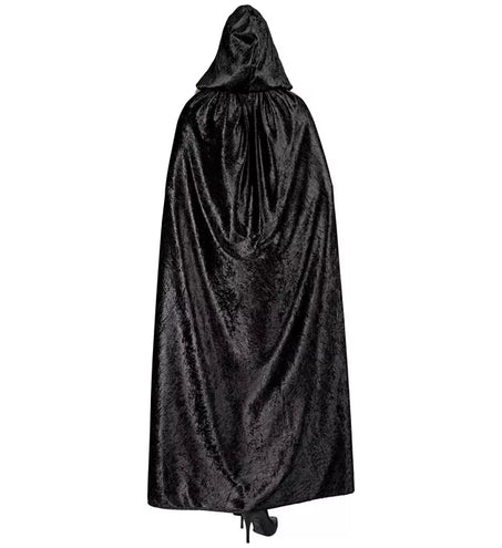 E-Carnavalskleding.nl Cape met kap zwart fluweel met rode binnenvoering 140cm Maud