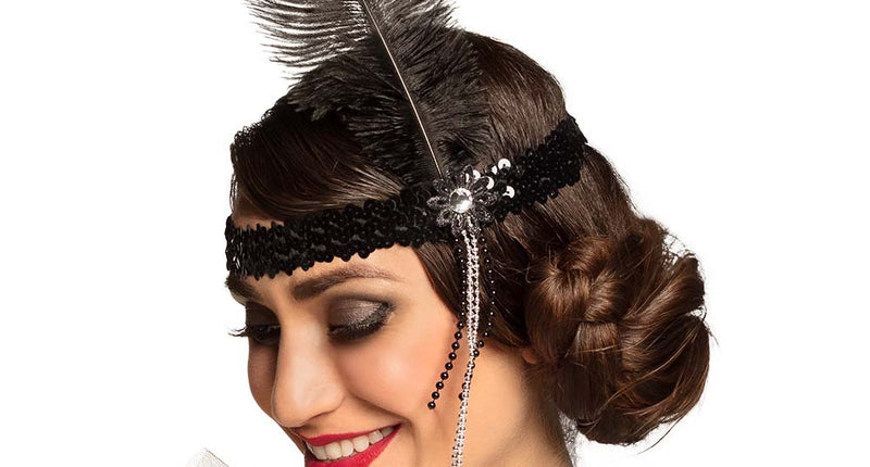 E-Carnavalskleding.nl Charleston hoofdband Flapper zwart