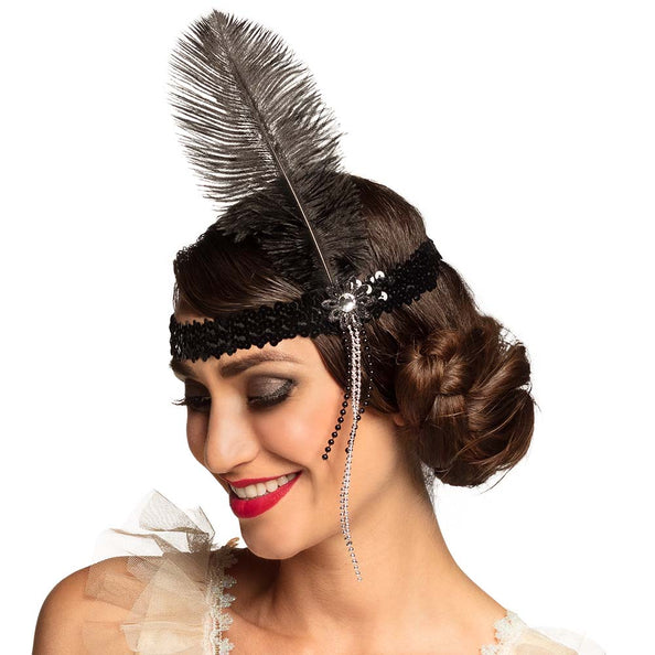 E-Carnavalskleding.nl Charleston hoofdband Flapper zwart
