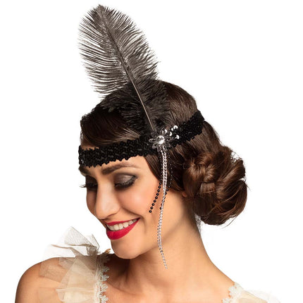 E-Carnavalskleding.nl Charleston hoofdband Flapper zwart