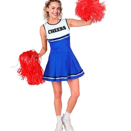 E-Carnavalskleding.nl Cheerleader blauw kostuum Maud dames
