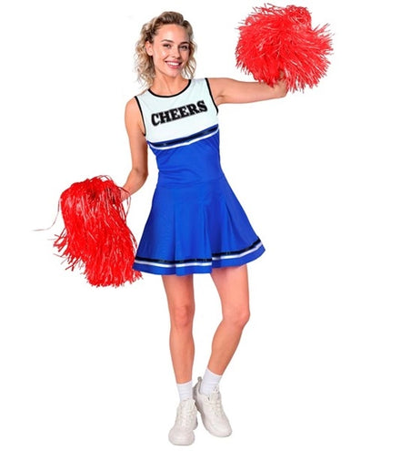 E-Carnavalskleding.nl Cheerleader blauw kostuum Maud dames