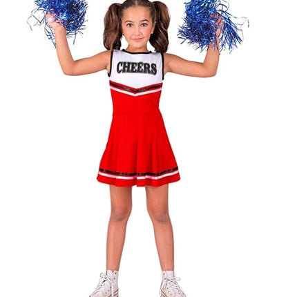 E-Carnavalskleding.nl Cheerleader rood kostuum Lynntje kinderen