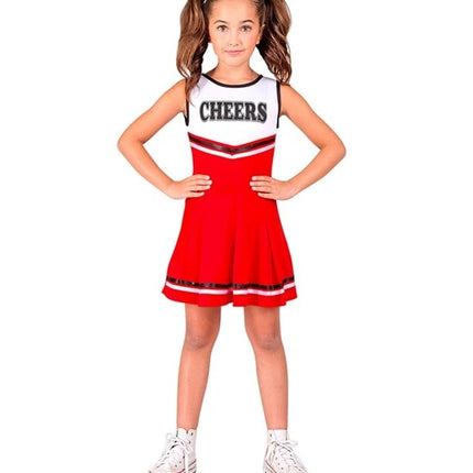 E-Carnavalskleding.nl Cheerleader rood kostuum Lynntje kinderen