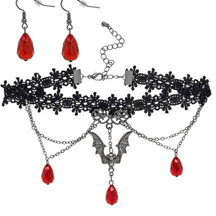 E-Carnavalskleding.nl Choker en oorbellen gotisch vampier Niek