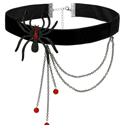E-Carnavalskleding.nl Choker spin met strass rood kostuum Tess