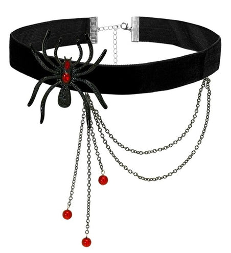E-Carnavalskleding.nl Choker spin met strass rood kostuum Tess