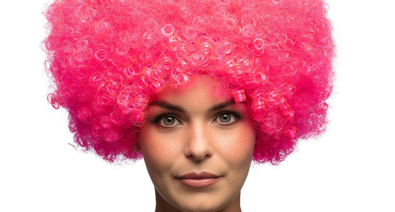 E-Carnavalskleding.nl Clown pruik afro krullen Groove roze
