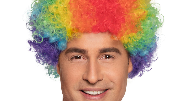 E-Carnavalskleding.nl Clown pruik krullen Pop veelkleurig