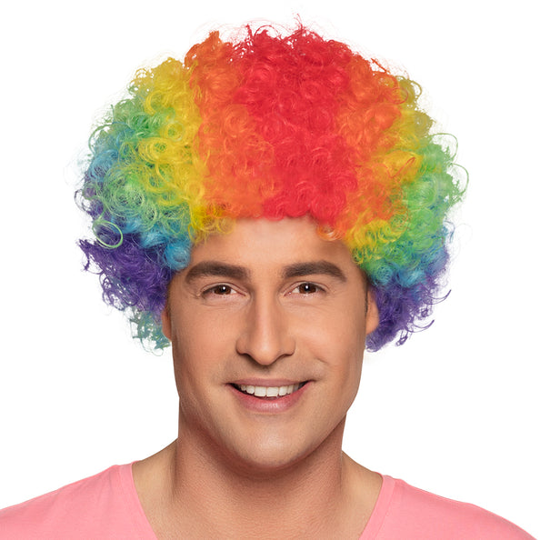 E-Carnavalskleding.nl Clown pruik krullen Pop veelkleurig
