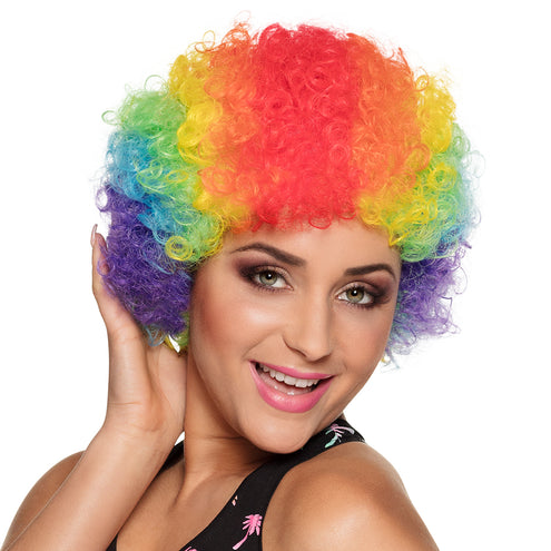E-Carnavalskleding.nl Clown pruik krullen Pop veelkleurig